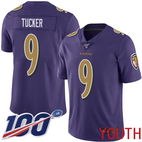 Baltimore Ravens Limited Purple Youth Justin Tucker Jersey NFL Football #9 100th Season Rush Vapor Untouchable->youth nfl jersey->Youth Jersey